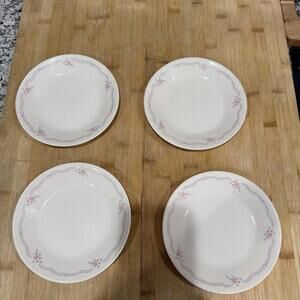 VTG Set 4 Corelle Corning English Breakfast 6.75" Bread Dessert Plates Floral *